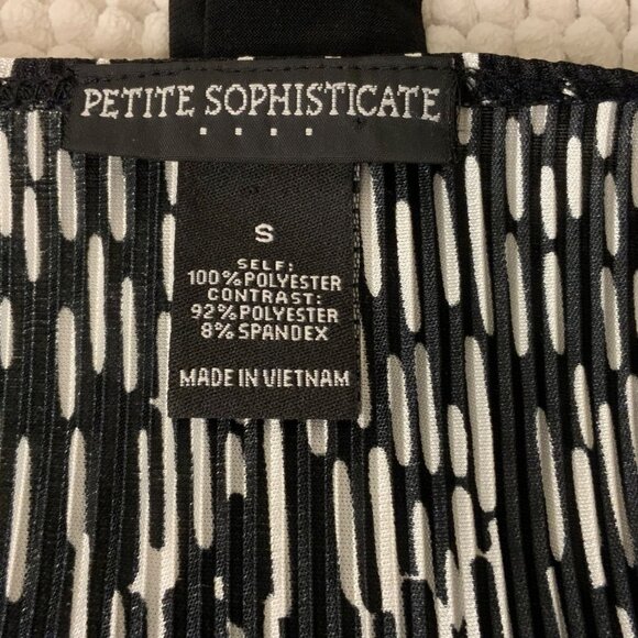Petite Sophisticates Women's long sleeve v neck black/white top/blouse tie in th - Picture 4 of 5